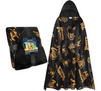 Harry Potter Couverture a Capuche pour Femme, Ados et Enfants 130x150 cm, Poncho Plaid Polaire Chaud, Comfy Couverture Portable, Cosy Idee Cadeau (Noir Harry Potter)