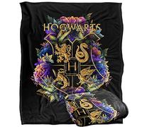 Harry Potter - Couverture Douce au Toucher Soyeux et Super Doux avec Blason Floral Multicolore de Poudlard - 152 x 127 cm