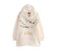 Harry Potter Couverture portable pour femme | Pull à capuche beige pour adultes avec broderie de personnage Hedwig Owl | Vêtements de détente doublés Sherpa taille unique avec poches