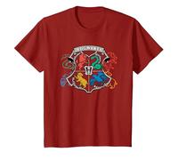 Harry Potter Doodle Hogwarts Emblem T-Shirt, Enfant, Canneberge, 8 Ans