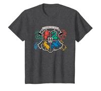 Harry Potter Doodle Hogwarts Emblem T-Shirt, Enfant, Chiné Foncé, 8 Ans