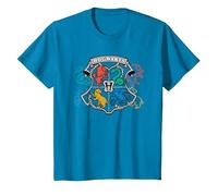 Harry Potter Doodle Hogwarts Emblem T-Shirt, Enfant, Saphir, 3 Ans