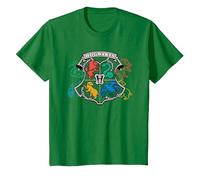 Harry Potter Doodle Hogwarts Emblem T-Shirt, Enfant, Vert Kelly, 8 Ans