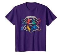 Harry Potter Doodle Hogwarts Emblem T-Shirt, Enfant, Violet, 4 Ans