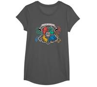 Harry Potter Doodle Hogwarts Emblem T-Shirt, Fille, Asphalte, XS