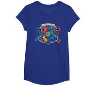 Harry Potter Doodle Hogwarts Emblem T-Shirt, Fille, Bleu Royal, M