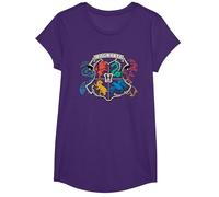 Harry Potter Doodle Hogwarts Emblem T-Shirt, Fille, Violet, S
