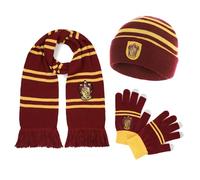 Harry Potter Écharpe officielle Gryffondor, bonnet et gants - Ensemble d'accessoires pour femmes et enfants - Cadeau et accessoires de costume de Poudlard