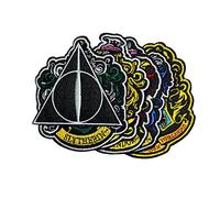 Harry Potter Écusson Patch Set officiel par Cinereplicas®, Poudlard, Gryffondor, Serpentard, Serdaigle, Poufsouffle, Les Reliques de la Mort, Bracelet