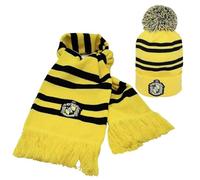 Harry Potter Hufflepuff Hat & Scarf Set Ensemble D'accessoire D'hiver, Jaune, Taille Unique Mixte