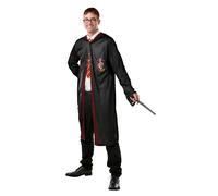 RUBIE'S Harry Potter Officiel - Déguisement Adulte Harry Potter - Taille Unique - Costume Robe avec Capuche Gryffondor, Baguette de Sorcier - Pour, Carnaval - Idée Cadeau de