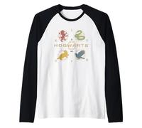 Harry Potter Gold Spark Hogwarts Emblem Manche Raglan