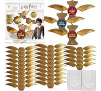 Harry Potter Golden Snitch Lot de 28 cartes de Saint-Valentin et enveloppes - Cartes de vœux en feuille d'or brillante avec vœux amusants - Idéal pour les fêtes d'échange en classe - Pour garçons et