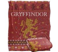 Harry Potter Gryffindor Ugly Christmas Sweater Plaid Ultra Doux au Toucher Soyeux - 152 x 127 cm