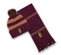 Harry Potter Gryffondor Ensemble bonnet et écharpe d'hiver pour adultes, bordeaux, taille unique