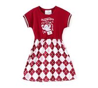 HARRY POTTER Gryffondor Hedwig Robe d'été décontractée à manches courtes pour adolescentes Taille 5-12 ans, bordeaux, 8-9 Ans