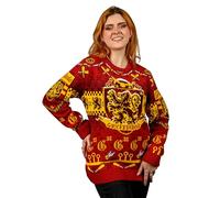 Harry Potter Gryffondor Pull de Noël pour homme et femme, Rouge, jaune, blanc, L
