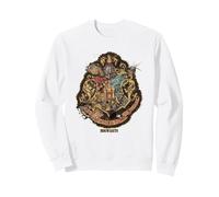 Harry Potter Hogwarts Emblem Sweatshirt, Unisexe pour Adultes, Blanc, S