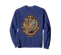 Harry Potter Hogwarts Emblem Sweatshirt, Unisexe pour Adultes, Bleu Marine, S
