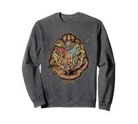 Harry Potter Hogwarts Emblem Sweatshirt, Unisexe pour Adultes, Chiné Foncé, XXL