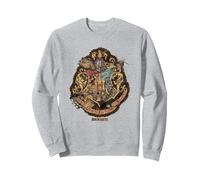 Harry Potter Hogwarts Emblem Sweatshirt, Unisexe pour Adultes, Gris Chiné, S