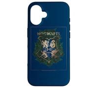 Harry Potter Hogwarts Green and Gold Floral Crest Coque pour iPhone 16