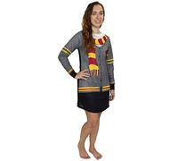 Harry Potter Hogwarts Gryffondor Chemise de nuit à manches longues pour femme, Noir/gris, M