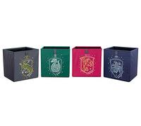 Harry Potter Poudlard Houses Lot de 4 bacs de rangement cubiques de 27,9 cm | Panier en tissu, organisateur de placard Cubby Cube | Cadeaux et objets de collection du monde des sorciers