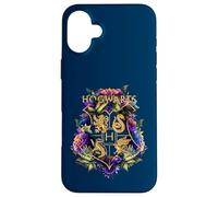 Harry Potter Hogwarts Multi-Colored Floral Crest Coque pour iPhone 16 Plus