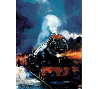 Harry Potter - Impression sur toile "Poudlard Express Peint" PM9624 (40 cm x 30 cm) (Bleu/Orange/Noir)
