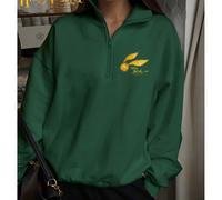 Harry Potter, Imprimé Vif d'Or, Créatif Décontracté Femmes Pur Coton Épaule Tombante Confortable Polyvalent Pull-Over Col Demi-Ouvert, Style Collège Ajusté Rue Drapé Doux Nouvelle Série Sweat-shirt-Sh