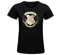 Harry Potter Legend Icon Officiel Hogwarts imprimé T-Shirt pour Femem Col Ras du Cou Manches Courtes Coton Coupe régulière,Blazon Hogwarts Stars Holidays_Noir,XL