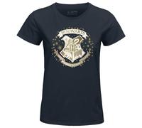 Harry Potter Legend Icon Officiel Hogwarts imprimé T-Shirt pour Femem Col Ras du Cou Manches Courtes Coton Coupe régulière,Blazon Hogwarts Stars Holidays_Noir,Small
