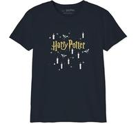 Harry Potter LEGENED Icon Officiel Logo imprimé T-Shirt pour garçons - Col Rond Manches Courtes Coton Doux Confortable Mode Active pour Enfants,Logo with Candels Christmas_Noir,10 Ans