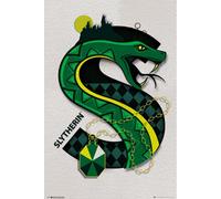 Harry Potter - Logo Serpentard - Poster de cinéma - Dimensions : 61 x 91,5 cm + 2 barres d'affiche en plastique de 62 cm - Noir