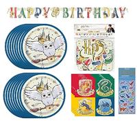 Harry Potter Lot de 16 décorations pour fête d'anniversaire comprenant assiettes à dessert, serviettes et bannière Happy Birthday