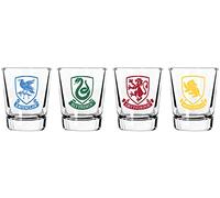 Harry Potter Lot de 4 verres à shot - Capacité de 59 ml - Gryffondor, Serpentard, Poufsouffle, Serdaigle