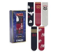 Harry Potter Lot de 5 paires de chaussettes mi-mollet pour femme avec blason de Poudlard et Hedwige | Rayures et motifs | À porter au quotidien | Plateforme 9 3/4 et logo HP | Produits dérivés HP