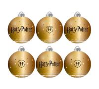 Harry Potter Lot de 6 boules de Noël Poudlard Ornement de Noël, Lot de 6 boules de Noël, décoration de Noël Poudlard | Doré