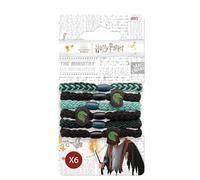 Harry Potter - Lot de 6 Élastiques à Cheveux - Coiffure Facile - Accessoire Officiel de l'École de Poudlard - Maison Serpentard