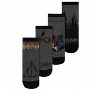 Harry Potter Lot de 4 paires de chaussettes de sport pour homme Poudlard Gris/noir, gris/noir, 43-46