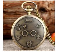 HARRY POTTER MONTRE DE POCHE GOUSSET BRONZE + CHAINE + POCHETTE GRAVÉE..NEUVE