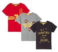 Harry Potter Pack de 3 t-Shirts pour Enfants, garçons et Filles. Présente Le Logo de Poudlard, Ron et Hermione - Parfait pour Les Fans de Quidditch. Manches Courtes.