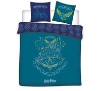 Harry Potter - Parure de Lit double Poudlard Bleu Lit 2 places, Housse de couette 240x220 cm, deux Taies d’oreiller 63x63 cm