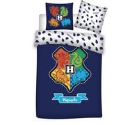 Aymax, Parure de lit Harry Potter 100% Coton 140x200+65x65cm, Housse de Couette réversible 100% Coton 140x200+ taie d Oreiller 65x65cm