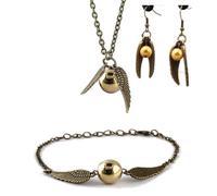 HARRY POTTER - Parure Harry Potter collier bracelet et boucles d'oreille le vif d'or bronze