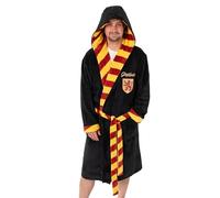 Harry Potter Peignoir à capuche noir unisexe Potter Gryffondor | Tenue de détente en polaire douillette à manches longues | Articles de cinéma | Articles