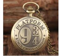 HARRY POTTER PLATFORM 9 3/4 MONTRE DE POCHE GOUSSET + POCHETTE GRAVÉE