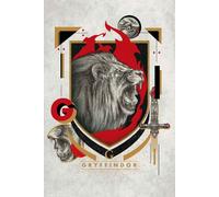 Harry Potter Poster de cinéma Gryffondor Illustrative - Dimensions : 61 x 91,5 cm + 2 barres d'affiche en plastique 62 cm transparent
