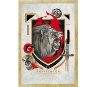 Harry Potter - Poster - Gryffindor Illustrative + cadre amovible, Shinsuke® Maxi MDF hêtre, vitre acrylique